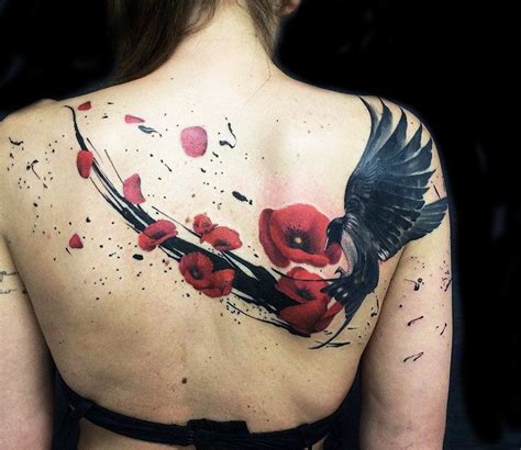 Bird and flower tattoo by Ivan Trapiani | Post 13139