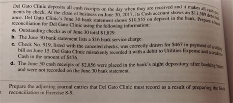 need the adjusting journal kes all cash pay $11,589 debit bal. deposit in the bank. Prepare ...