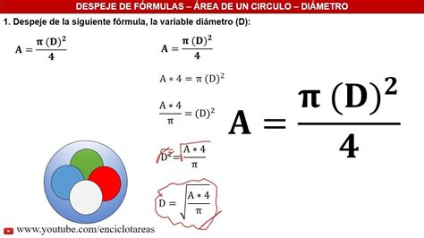 DESPEJE DE FÓRMULAS - ÁREA DE UN CIRCULO - YouTube | Fórmula del área, Ejercicios resueltos ...