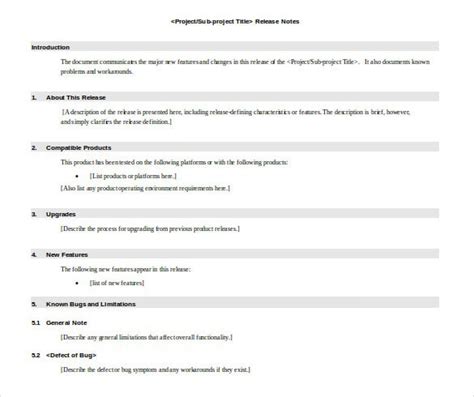 Release Notes Template - 15+ Free Word, PDF Documents Download | Free ...