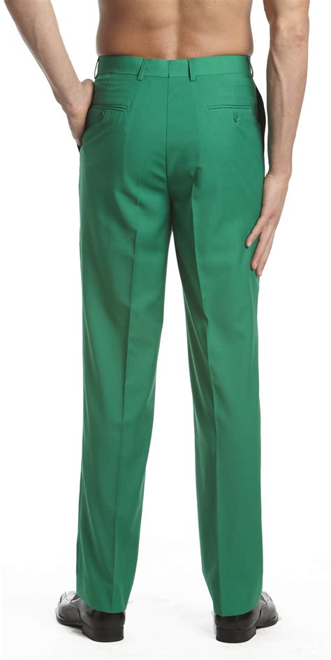 CONCITOR Men's Dress Pants Trousers Flat Front Slacks EMERALD GREEN 38