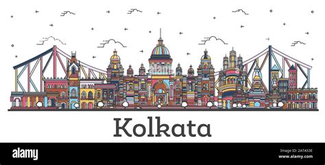 Outline Kolkata India City Skyline with Color Buildings Isolated on ...