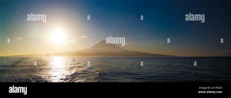 Sunrise over Pico volcano and island, Azores, Portugal Stock Photo - Alamy