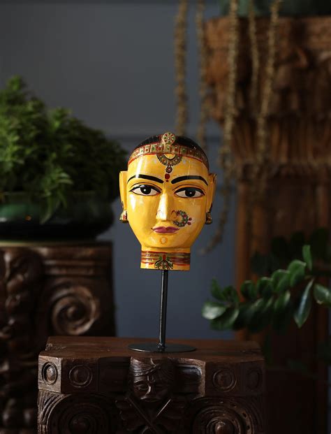 Antiquity Rustica Collective - Wooden Gouri Face With Iron Stand – Revive Home