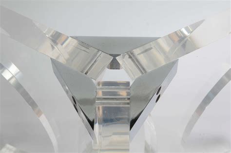 A Stunning Lucite and Chrome Table Base and Glass Top at 1stDibs