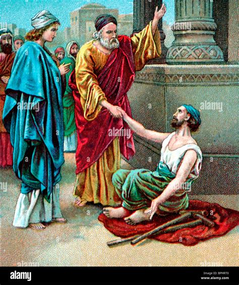 The lame man healed Acts 3:1-3-26 miracles of Jesus Stock Photo - Alamy