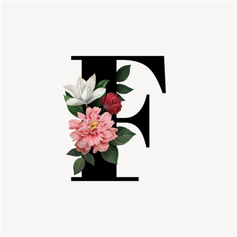 Classic and elegant floral alphabet font letter F vector | free image by rawpixel.com / manotang ...