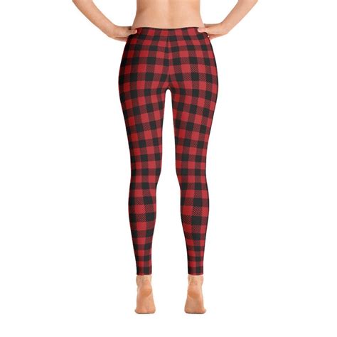 Red Buffalo Plaid Leggings Christmas Leggings Capri Yoga - Etsy