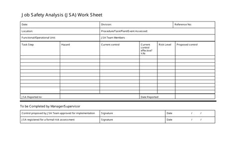 Printable Jsa Form - Printable Templates