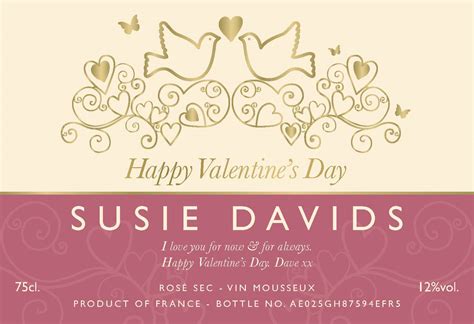 Pink Valentine's Day Sparkling Rosé Wine Label | Personalised Bottle Labels