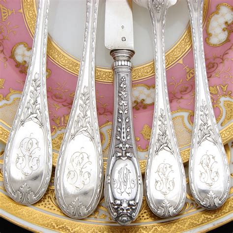 Antique French Sterling Silver 30pc Flatware Set, 5p for SIX ...