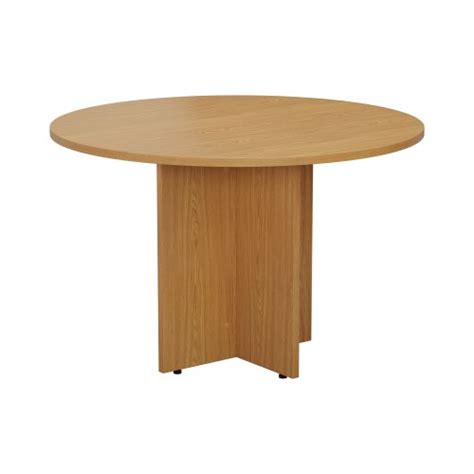 Jemini Round Meeting Table 1100x1100x730mm Nova Oak KF79884 - A2B Office Supplies