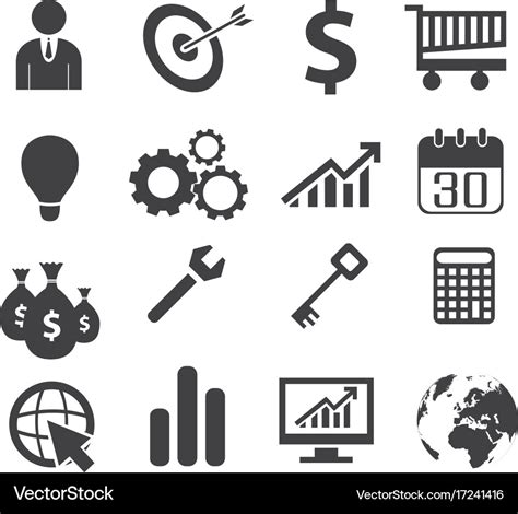 Black white business concept icons Royalty Free Vector Image