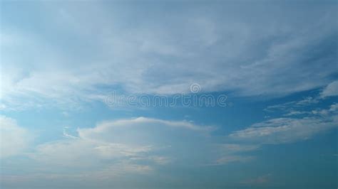 Cirrostratus Clouds Flying Slowly on Beautiful Blue Sky Horizon ...