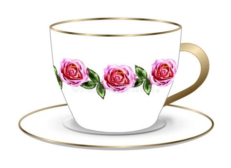 Rose Tea Cup And Saucer Stock Illustration - Image: 48526286