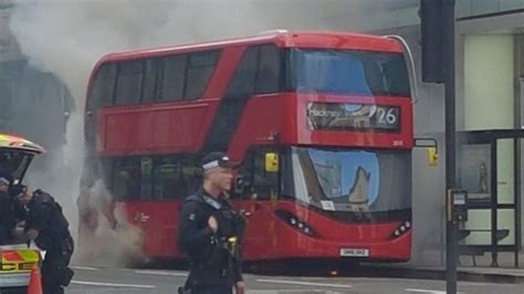 Double-decker bus catches fire near Liverpool Street station - BBC News