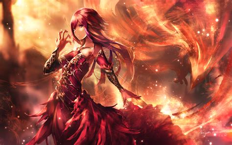 Fiery Phoenix Anime HD Wallpaper by c.c.R