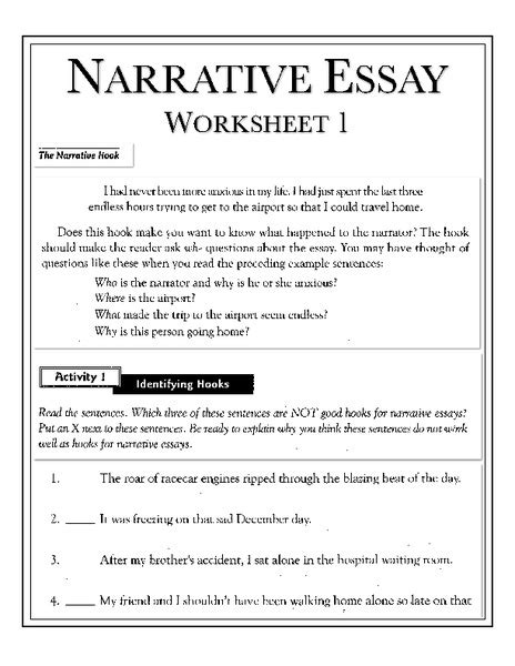 Narrative essay worksheets grade 4