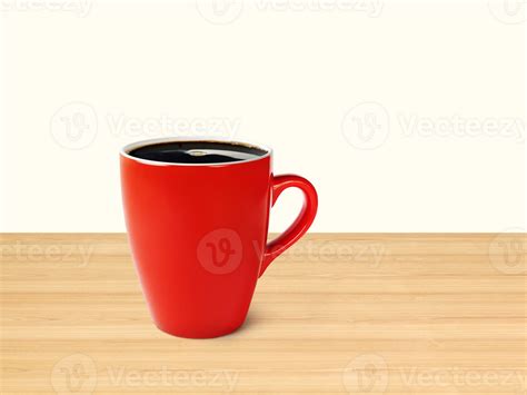 Red coffee mug on wooden table isolated PNG transparent 26798220 PNG