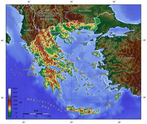 Topographical map of Greece. Greece topographical map | Vidiani.com | Maps of all countries in ...