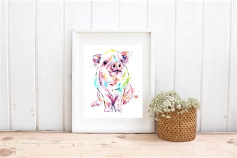 Pig Watercolor Print Pig Painting Pig Art Farm Art Farm - Etsy