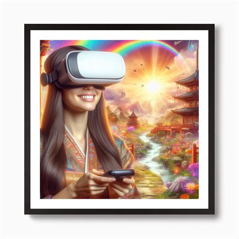 Young women wearing a VR headset 1 Art Print by P&V_printable_art - Fy