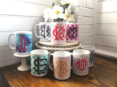 Floral Monogrammed Mug Monogrammed Coffee Cup | Etsy