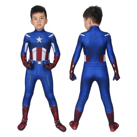 Kids Captain America Costume Avengers 1 Steve Rogers Cosplay Costume - Champion Cosplay