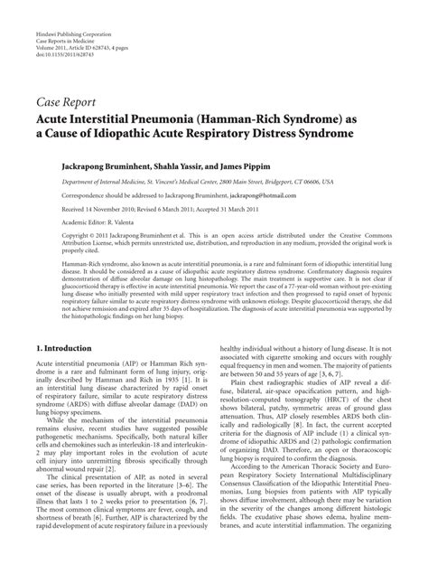 (PDF) Acute Interstitial Pneumonia (Hamman-Rich Syndrome) as a Cause of Idiopathic Acute ...