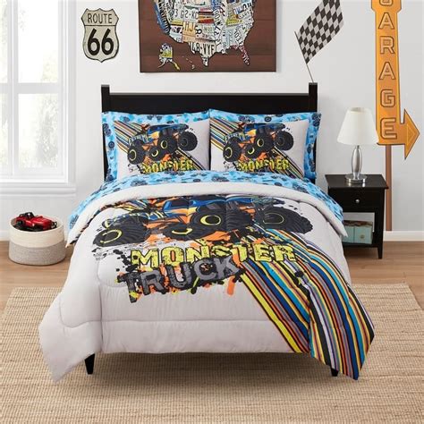 Kids Monster Truck Bed in a Bag Comforter, Sham & Sheet Set - Bed Bath ...