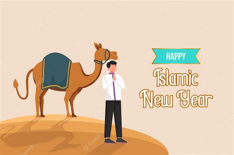 Premium Vector | Happy islamic new year concept colored flat vector illustration