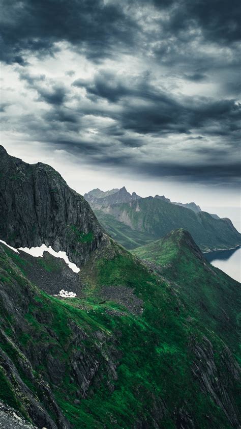 2160x3840 Green mountains, coast, nature, mountain range, nature wallpaper | Iphone wallpaper ...