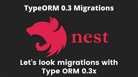 NestJs migrations with TypeORM 0.3 (latest) - How to set it up from ...