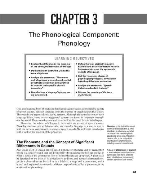 Phonology. Phonemes 2 - 61 CHAPTER 3 The Phonological Component ...