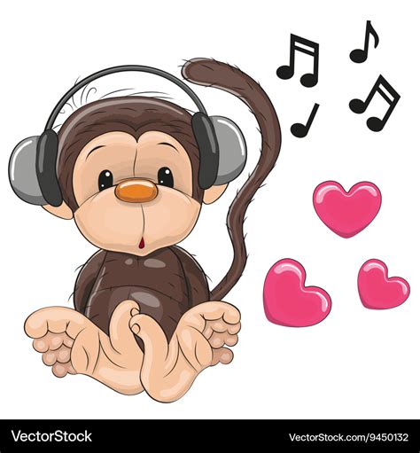 Monkey with headphones Royalty Free Vector Image