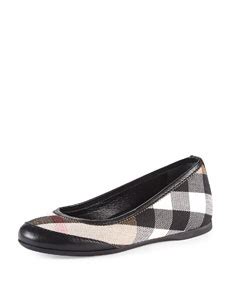 Burberry Girls' Check Ballerina Flats, Black