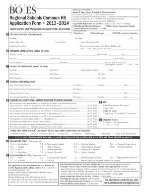 Regional Schools Common HS Application Form ... - Nassau BOCES ...