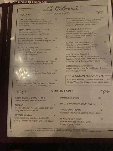 Online Menu of Le Colonial Chicago Restaurant, Chicago, Illinois, 60611 - Zmenu