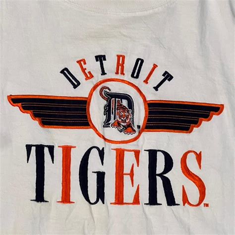 True Vintage Mens Detroit Tigers t shirt white 1980s... - Depop