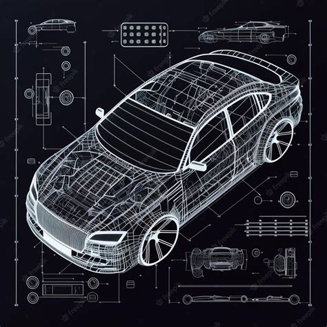 Premium Photo | Futuristic automotive technology Car schematic or car blueprintTop view sedan ...