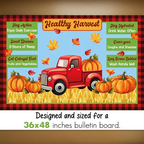 Healthy Harvest Fall Bulletin Board Kit, School Nurse Pumpkin Bulletin Board, Nurse Thanksgiving ...