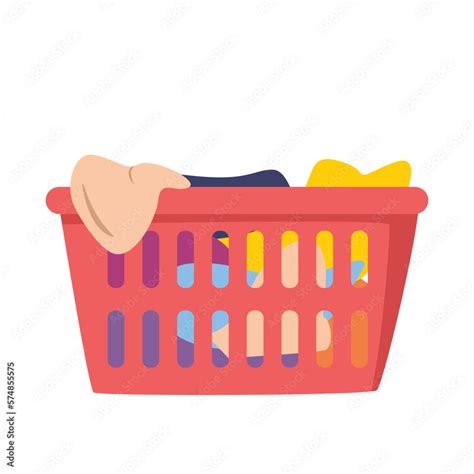 Laundry basket with dirty clothes in flat style vector illustration ...