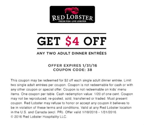 Red Lobster - Printable Coupons, Promo Codes