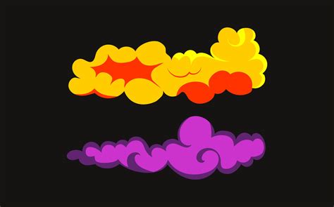 Smoke explosion animation of an explosion with comic flying clouds. Set ...