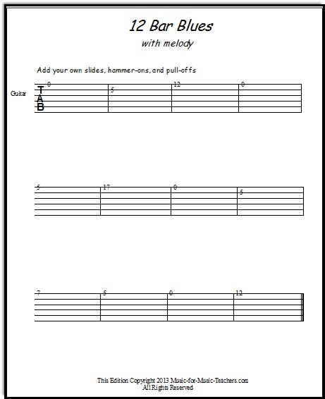 12 Bar Blues Guitar Tabs for Beginners