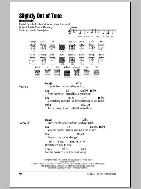 Slightly Out Of Tune (Desafinado) by Antonio Carlos Jobim - Guitar Chords/Lyrics - Guitar Instructor