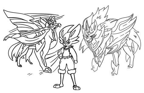 Coloring page Popular pokémon : Zacian - Zamazenta - Cinderace 18