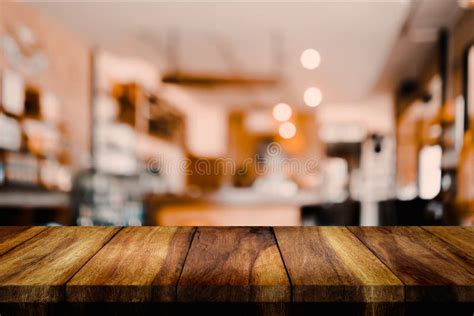 Empty Wood Table with Blur Interior Coffee Shop or Cafe for Background Stock Image - Image of ...