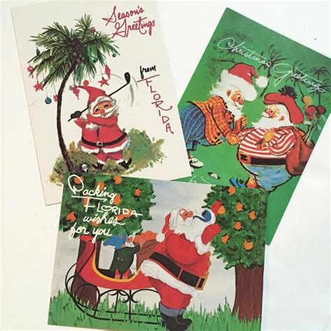 Vintage Florida Christmas cards postcards 1970s Seasons