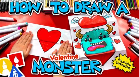 How To Draw A Valentine's Monster - Folding Surprise